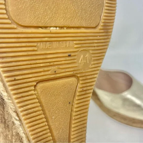 * GAIMO Obi Wedge Espadrilles in Gold Leather Size 41 - Picture 12 of 13